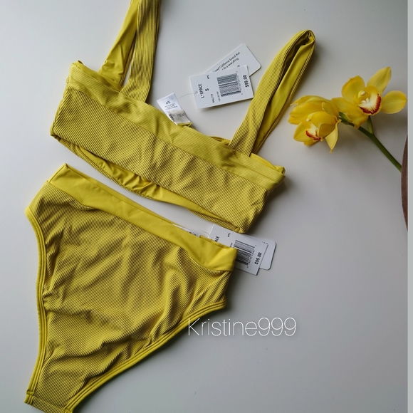 L*Space Lee Lee Top Frenchi Bottom Bikini Set in Apple Green Yellow Lime - Picture 11 of 12